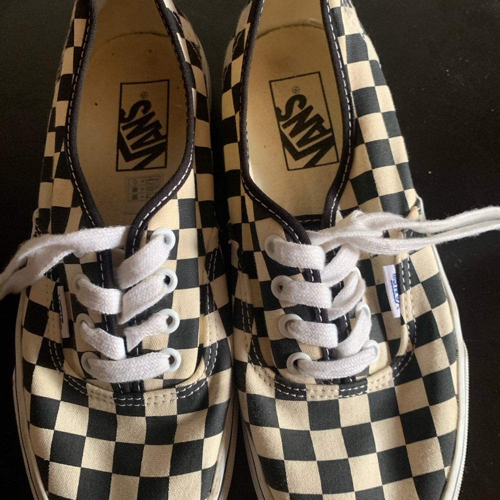 Vans Black and Cream Checkered Shoes